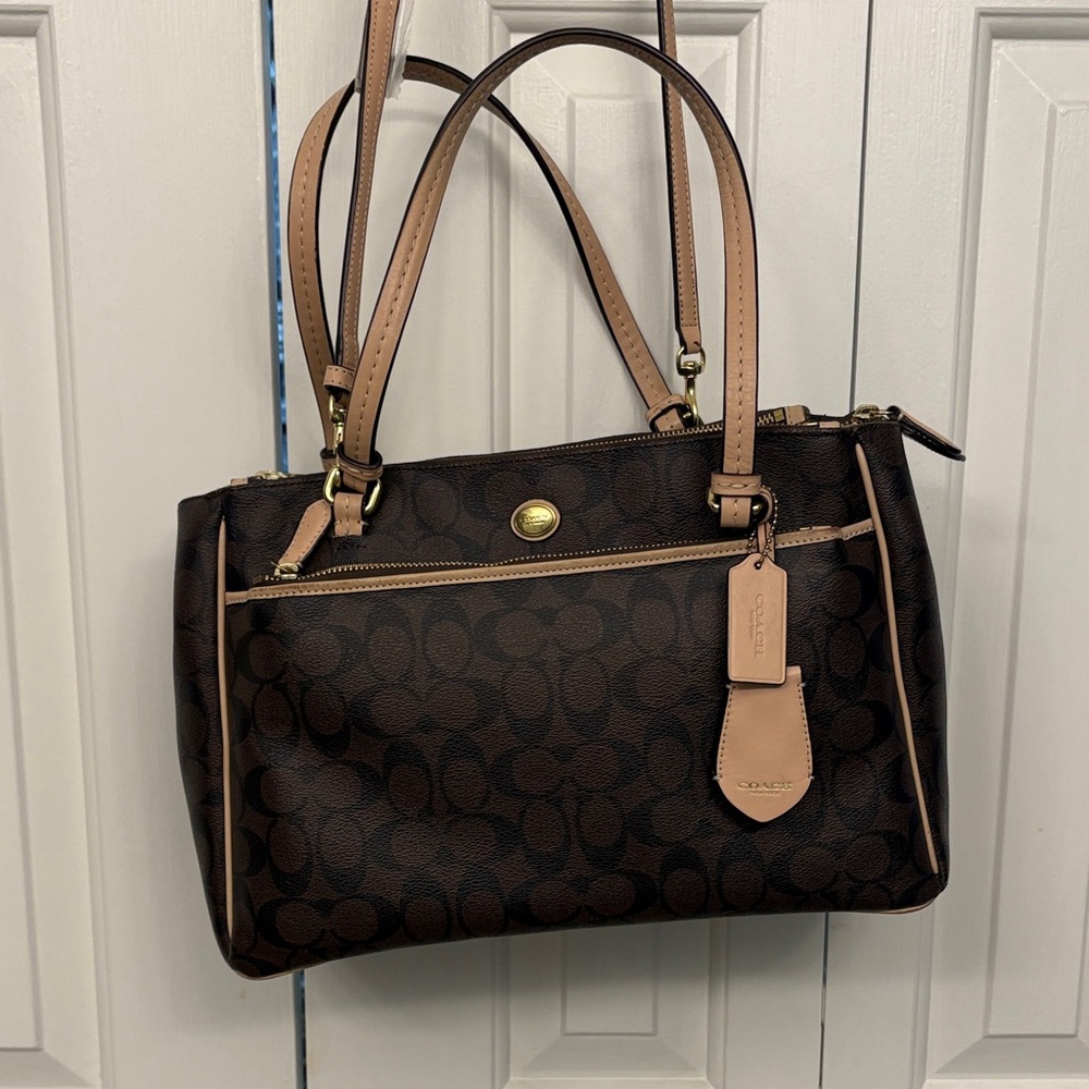 Coach Signature Peyton Jordan Double Zip Shoulder Bag/Carry All w/Dust Bag EUC
